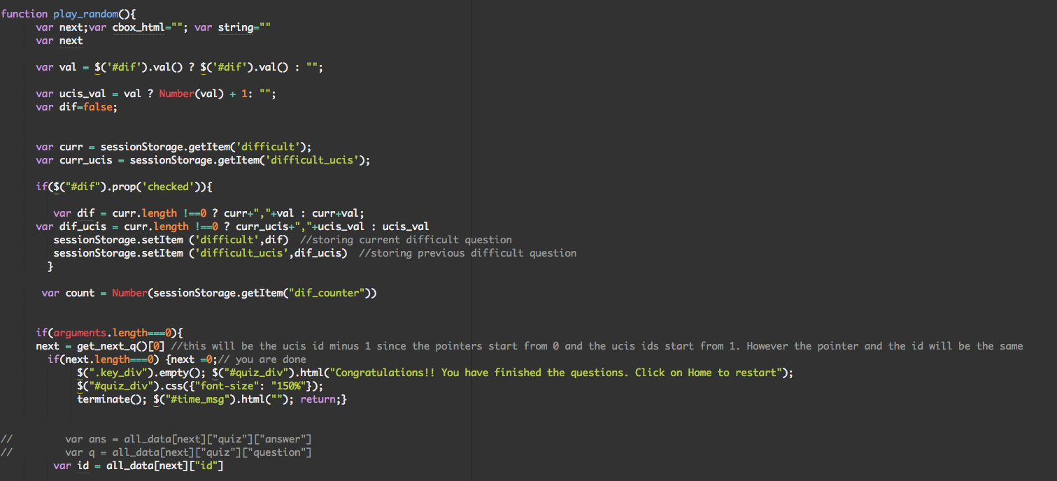 snapshot of code